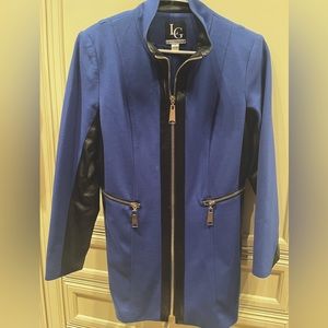 Royal blue faux leather trimmed jacket